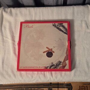 Bali 13" Satin Poinsettia Christmas Holiday Platter